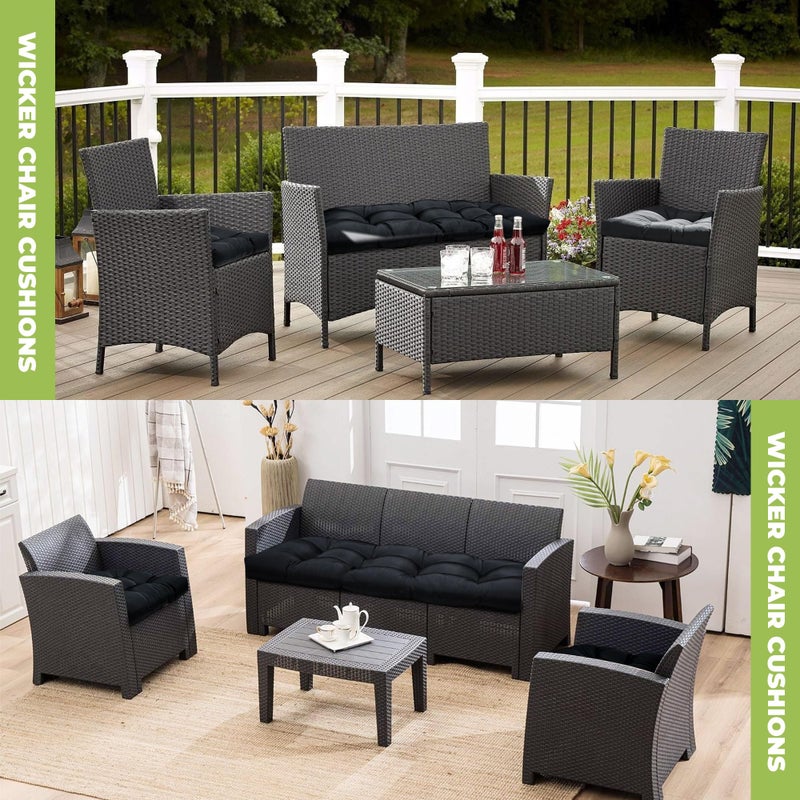 DANGHOOGY Wicker Chair Cushions  Waterproof Outdoor Loveseat Cushions for Patio Furniture  3 Pieces Wicker Furniture Cushions  1 Loveseat and 2 U-Shaped Cushions  Black - Image 5